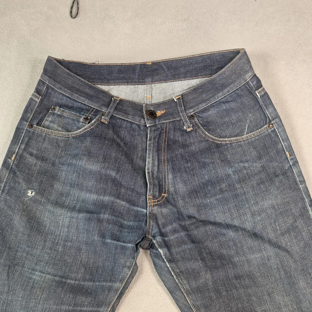 Selvedge Denim Jeans Mens‎ Blue Dark Wash Straight Leg Zip Fly Fits 30x30
